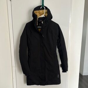 Black and Gold Ski Jacket with Hood